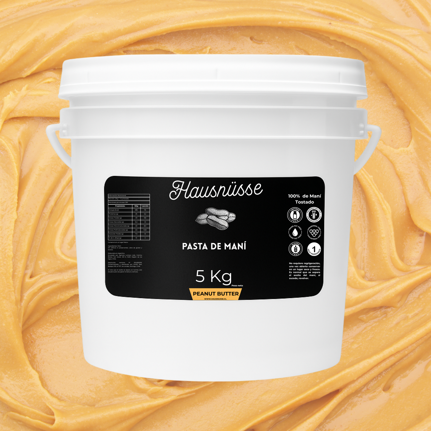 Mantequilla De Maní 100% Natural Hausnüsse 5kg