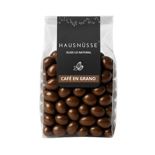 Café en grano bañado en chocolate