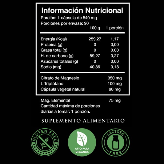 Citrato De Magnesio + Triptófano 90 Cap Vit Plus