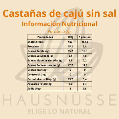 Castañas de cajú sin sal 5kg