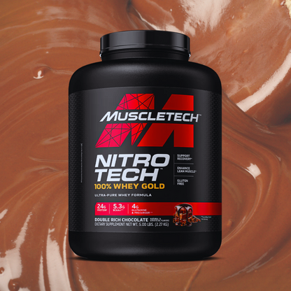 Nitro Tech 100% Whey Gold Mucletech Proteína Double Rich Cocolate 5Lb