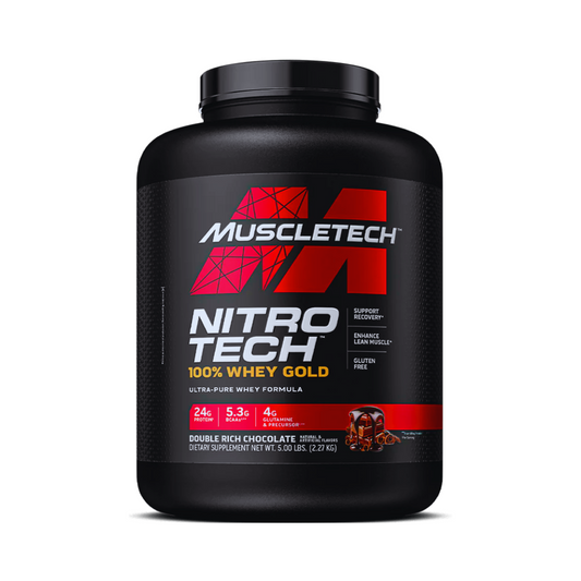 Nitro Tech 100% Whey Gold Mucletech Proteína Double Rich Cocolate 5Lb