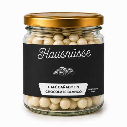 Café bañado en chocolate blanco