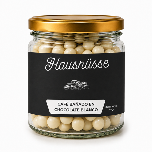 Café bañado en chocolate blanco