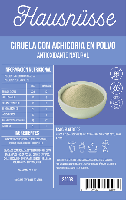 Ciruela con achicoria en polvo