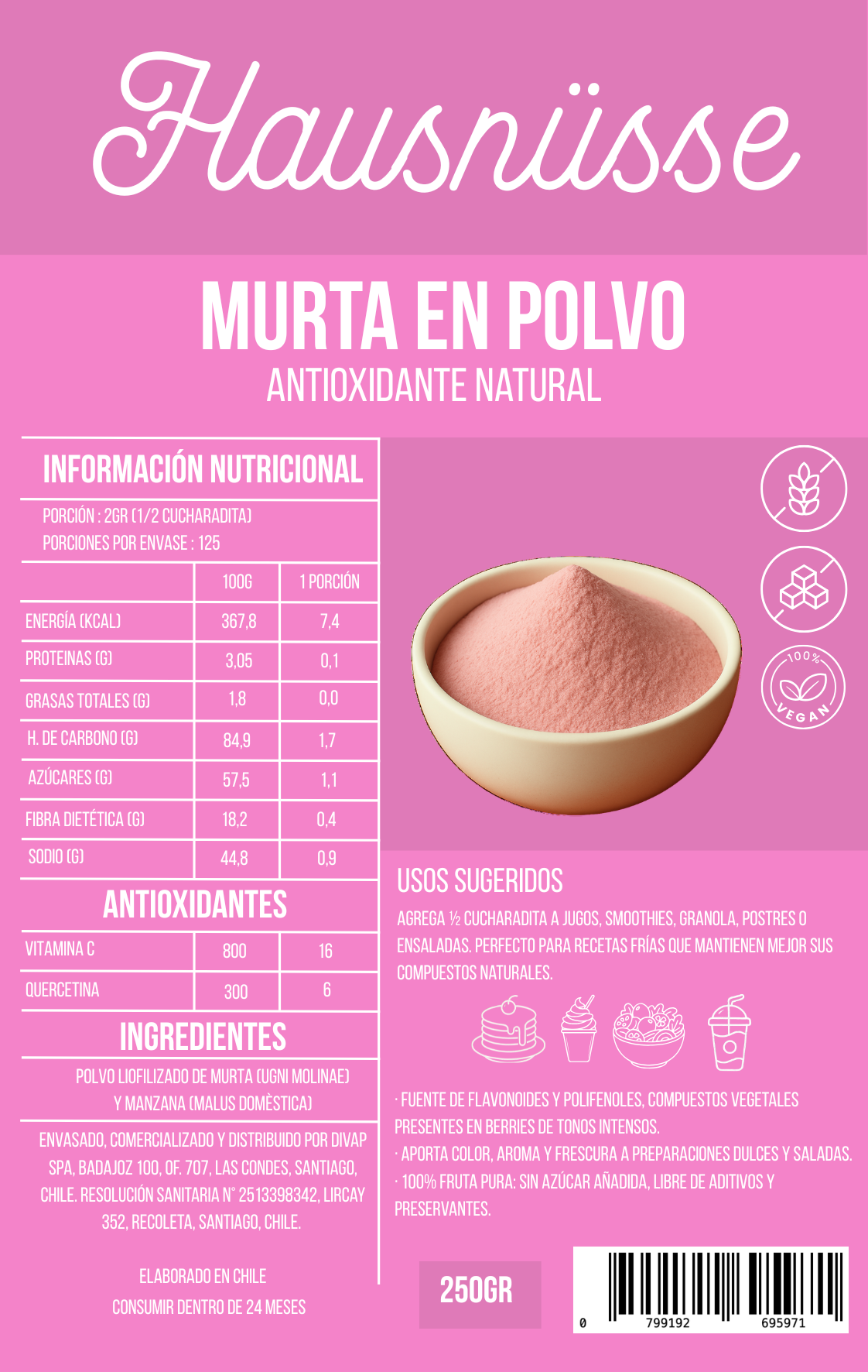 Murta en polvo