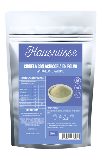 Ciruela con achicoria en polvo