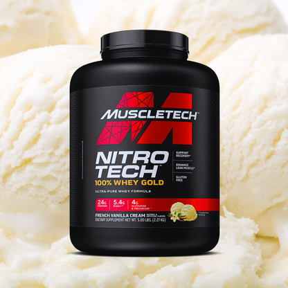 Nitro Tech 100% Whey Gold Mucletech Proteína French Vanilla Crème 5Lb