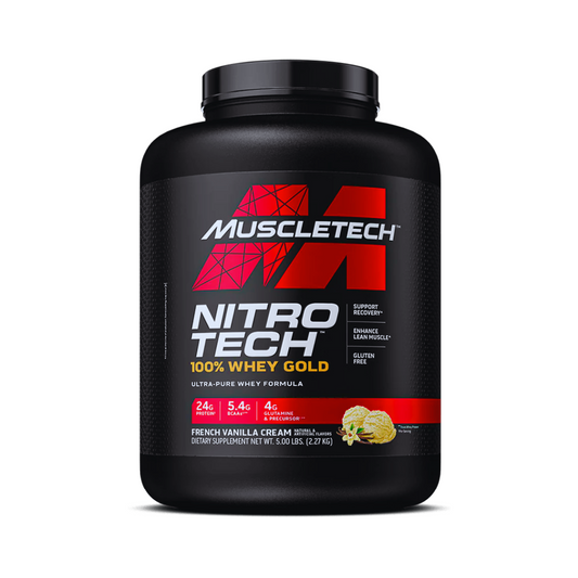 Nitro Tech 100% Whey Gold Mucletech Proteína French Vanilla Crème 5Lb
