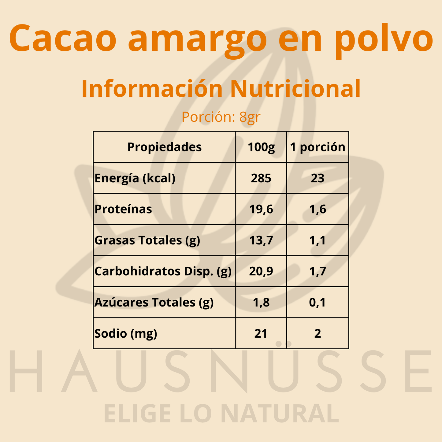 Cacao amargo en polvo