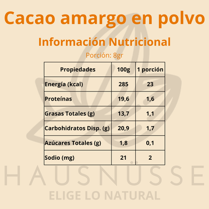Cacao amargo en polvo
